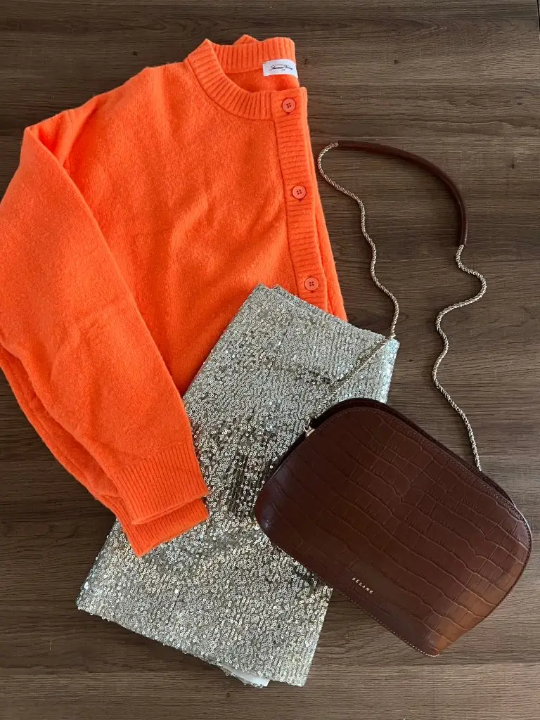 Look fêtes sequins sépya