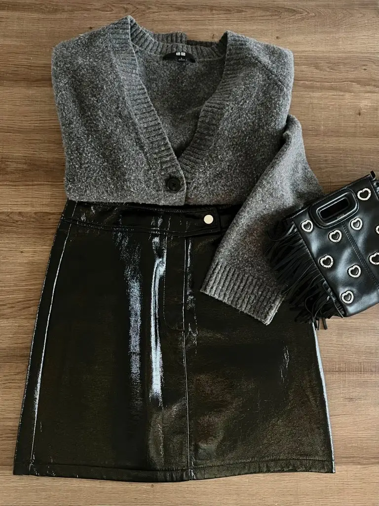 Look jupe vinyle sépya